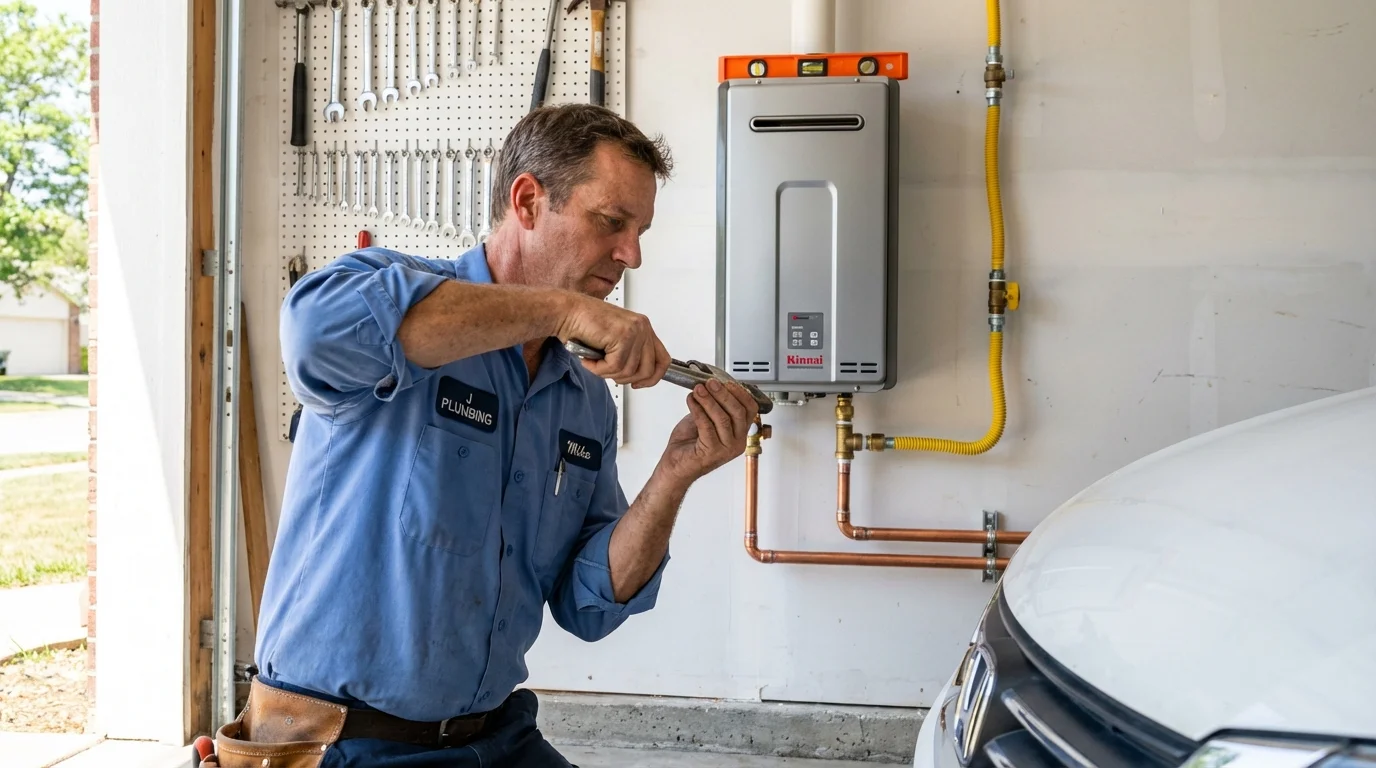 Tankless water heater installation by a Johns Plumbing LLC plumber in Calvert